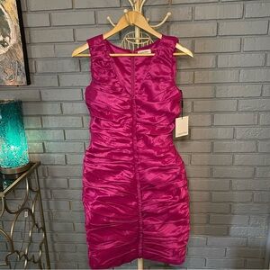 Calvin Klein V Neck Sleeveless Fuchsia Bodycon Dress New With Tags Size 4